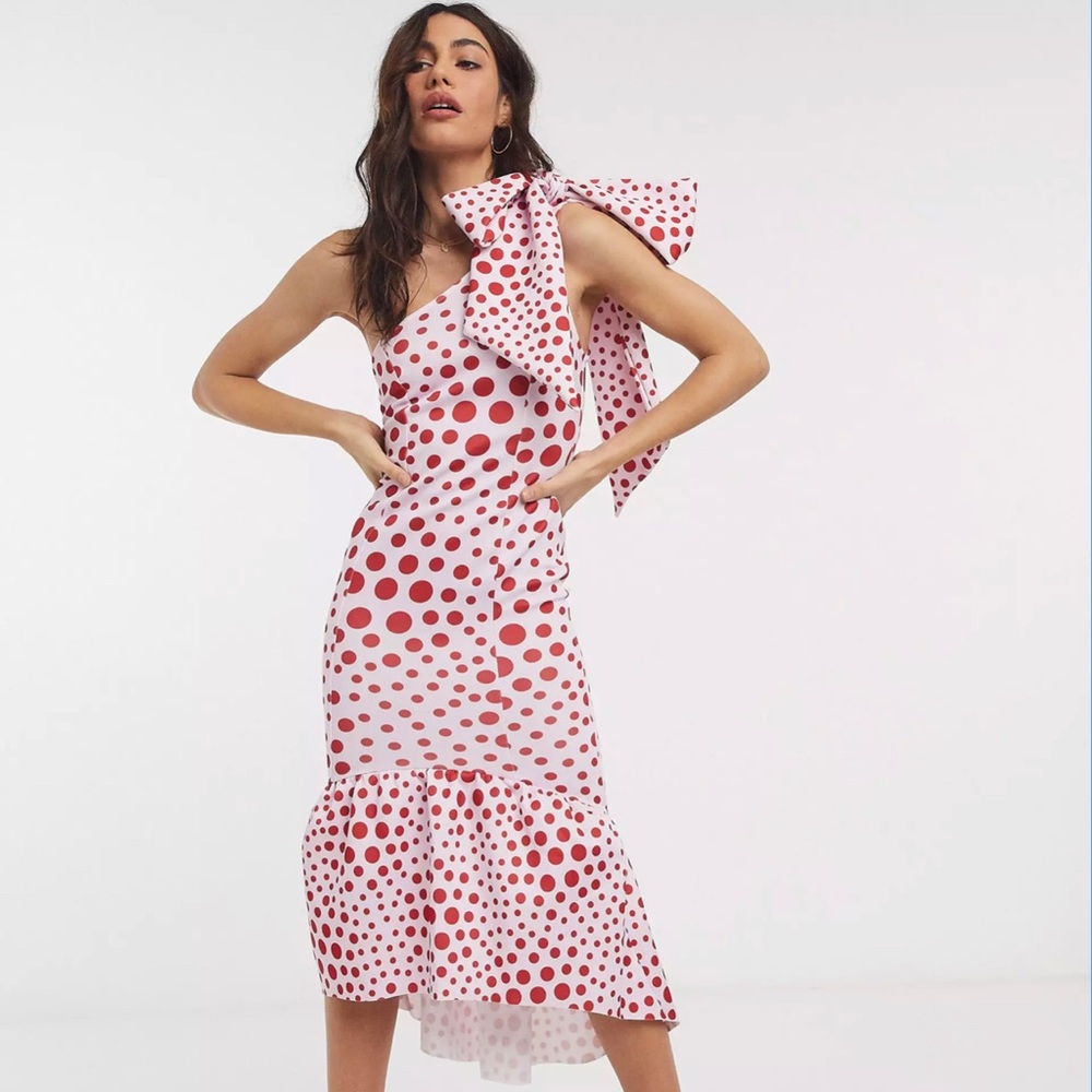 NWT ASOS Polka Dot Bow Dress, Size 4
